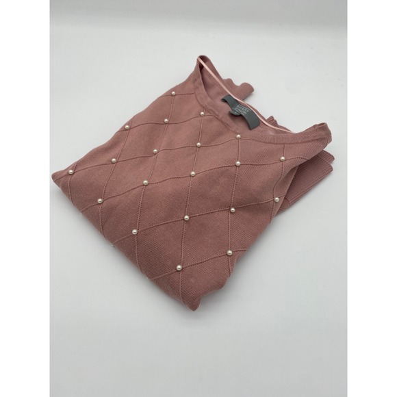 Womens Sweater pink pearls  Lng Sleeve Crew Neck Size L - Picture 9 of 9